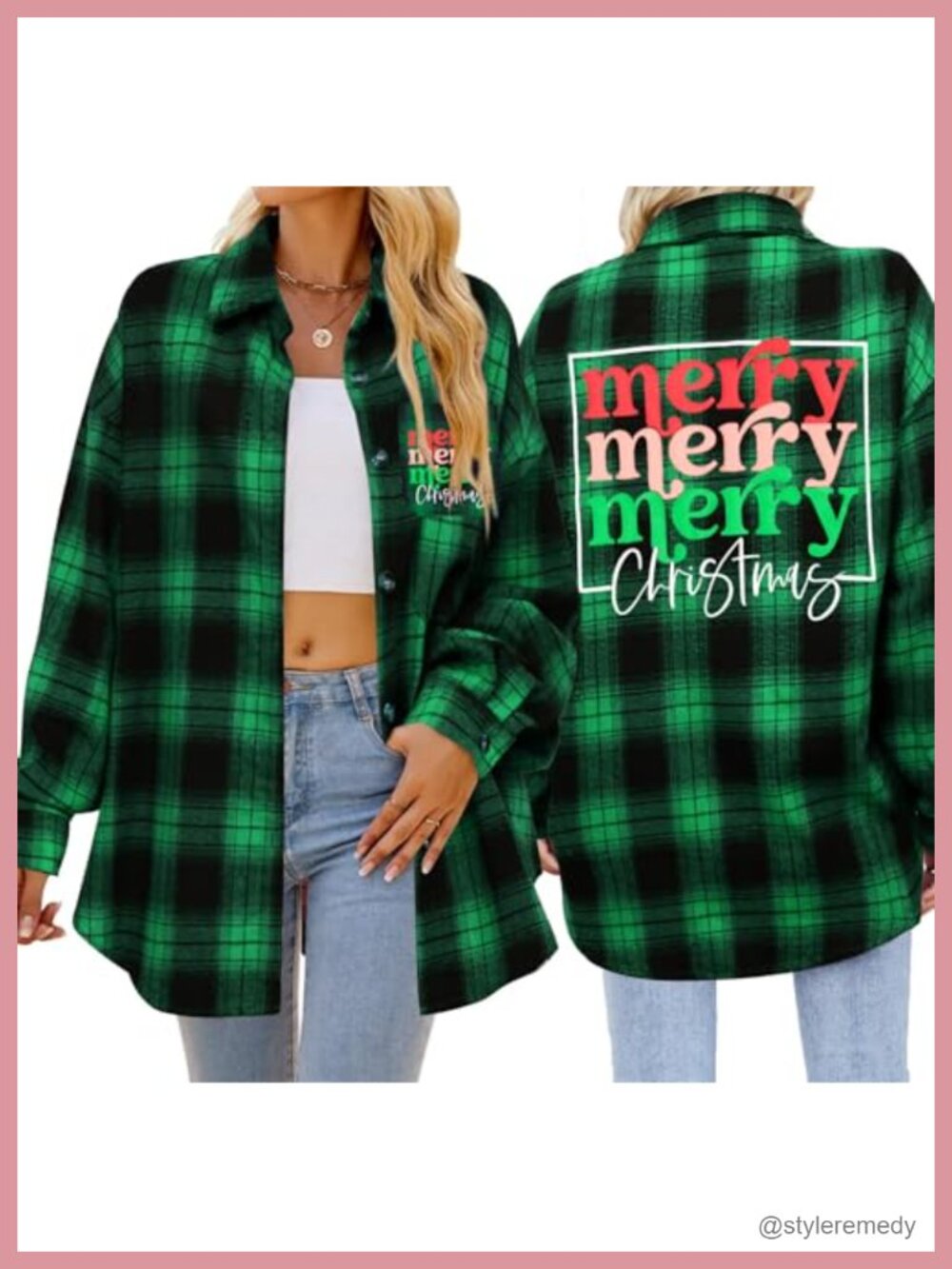 Women's Plaid Button Down Shirt Long Sleeve V-Neck Casual Holiday Top